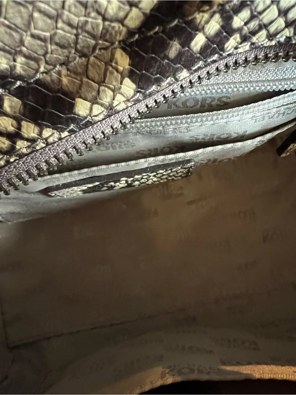 Michael Kors Black and White Python Embossed Leather Satchel